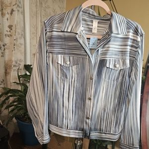 Live Listing: Wynne Layers Blue and White Striped Light Jacket Size M/L